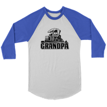 Load image into Gallery viewer, Grandpa Train Locomotive, 3/4 Raglan Sleeve Unisex Shirt, Multiple Colors, Shipping Included