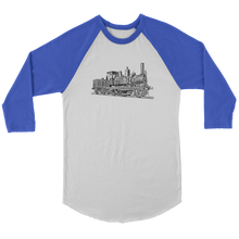 Load image into Gallery viewer, Vintage Locomotive 3/4 Raglan Sleeve Unisex Shirt, Multiple Colors, Shipping Included