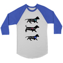 Load image into Gallery viewer, Doxie By Any Other Name - 3/4 Raglan Sleeve Unisex Shirt, Multiple Colors - Free Shipping