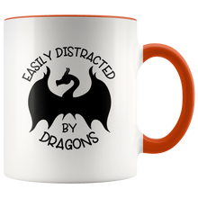 Load image into Gallery viewer, Easily Distracted by Dragons, 11oz Accent Color Mug, Multi-Colors, Shipping Included