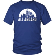 Load image into Gallery viewer, All Aboard Mens Unisex T-Shirt Mutiple Colors Extended Sizes Shipping Included
