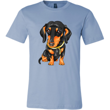 Load image into Gallery viewer, Vector Drawing Black and Tan Doxie, Unisex/Men's T-Shirt, Multi Colors, Extended Sizes, Free Shipping