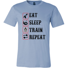 Load image into Gallery viewer, Eat Sleep Train Repeat Mens Unisex T-Shirt, Multiple Colors, Extended Sizes, Shipping Included