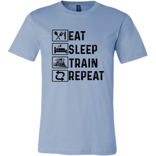 Load image into Gallery viewer, Eat Sleep Train Repeat Mens Unisex T-Shirt, Multiple Colors, Extended Sizes, Shipping Included
