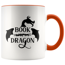 Load image into Gallery viewer, Book Dragon 11oz Accent Color Mug, Multi Colors, Shipping Included