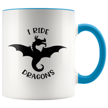 Load image into Gallery viewer, I Ride Dragons 11oz Accent Color Mug, Multi-Colors, Shipping Included