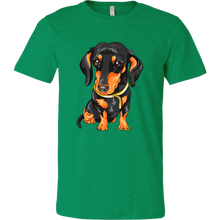 Load image into Gallery viewer, Vector Drawing Black and Tan Doxie, Unisex/Men's T-Shirt, Multi Colors, Extended Sizes, Free Shipping