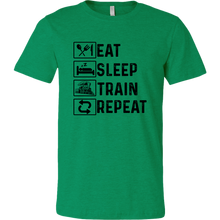 Load image into Gallery viewer, Eat Sleep Train Repeat Mens Unisex T-Shirt, Multiple Colors, Extended Sizes, Shipping Included