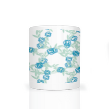 Load image into Gallery viewer, Personalized WELCOME HOME FAMILY, Set of 4 Mugs with Blue Floral Background, Shipping Included