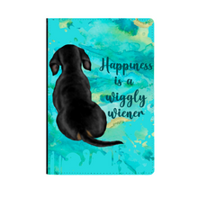 Load image into Gallery viewer, A5 Refillable Journal "Happiness is a Wiggly Wiener" Black & Tan Doxie, Shipping Included