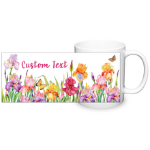 Load image into Gallery viewer, Iris Garden 11oz Ceramic Mug With Your Customized Text, Shipping Included
