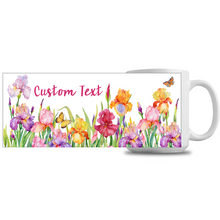 Load image into Gallery viewer, Beautiful Iris Garden Wrap Graphic Ceramic Mug, 15oz, Personalize As You Wish -- Shipping Included