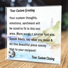 Load image into Gallery viewer, Personalize Your Thoughts & Emotions with Our Luxury Watercolor Lighthouse Gift Set: Glass Message Card and Stunning Pendant - Shipping Included