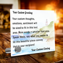 Load image into Gallery viewer, Personalize Your Thoughts & Emotions with Our Luxury Watercolor Lighthouse Gift Set: Glass Message Card and Stunning Pendant - Shipping Included