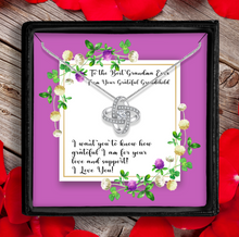 Load image into Gallery viewer, Grandma From Grandchild - Grateful for Love & Support  - Love Knot Pendant, Shipping Included