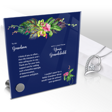 Load image into Gallery viewer, Glass Message Card and Pendant Necklace in Multi Styles, Grandma From Grandchild, Thank You For Love & Support, Shipping Included