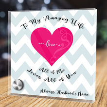 Load image into Gallery viewer, My Amazing Wife - ALL OF ME LOVES ALL OF YOU -- Personalized Glass Message Display & Jewelry Gift Set - Multi Styles. Shipping Included.