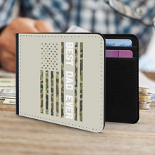 Load image into Gallery viewer, Camo "Best Dad Ever" Flag Graphic on Man's Wallet - Great Gift for Father's Day, Birthday or Whenever -- Shipping Included