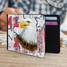 Load image into Gallery viewer, Patriotic Watercolor Bald Eagle Graphic Man's Wallet - Great Father's Day, Birthday, Christmas Gift - Shipping Included