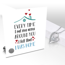 Load image into Gallery viewer, Every Time I Put My Arms Around You I Felt That I Was Home - Glass Message Display and Choice of Gorgeous Pendant in Multi Styles - Shipping Included