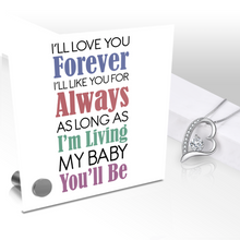 Load image into Gallery viewer, I'll Love You Forever - Glass Message Display and Choice of Gorgeous Pendant in Multi Styles - Shipping Included