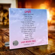 Load image into Gallery viewer, Love Is Patient, Love Is Kind - Glass Message Display and Choice of Gorgeous Pendant in Multi Styles - Shipping Included