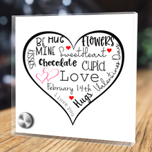 Load image into Gallery viewer, Valentine Word Cloud - Glass Message Display and Choice of Gorgeous Pendant in Multi Styles - Shipping Included