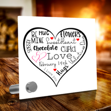 Load image into Gallery viewer, Valentine Word Cloud - Glass Message Display and Choice of Gorgeous Pendant in Multi Styles - Shipping Included