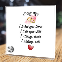 Load image into Gallery viewer, To My Wife - Glass Message Display and Choice of Gorgeous Pendant in Multi Styles - Shipping Included