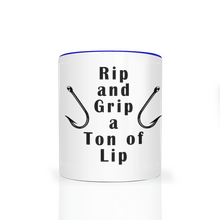 Load image into Gallery viewer, Rip and Grip a Ton of Lip Fishing Two Tone Ceramic 11 oz Mug, Unisex, Multi Colors, Free Shipping