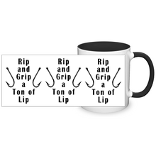 Load image into Gallery viewer, Rip and Grip a Ton of Lip Fishing Two Tone Ceramic 11 oz Mug, Unisex, Multi Colors, Free Shipping