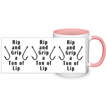 Load image into Gallery viewer, Rip and Grip a Ton of Lip Fishing Two Tone Ceramic 11 oz Mug, Unisex, Multi Colors, Free Shipping