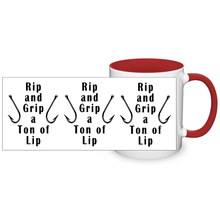 Load image into Gallery viewer, Rip and Grip a Ton of Lip Fishing Two Tone Ceramic 11 oz Mug, Unisex, Multi Colors, Free Shipping