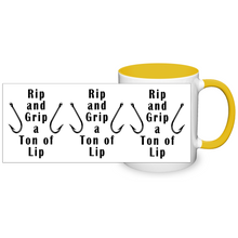 Load image into Gallery viewer, Rip and Grip a Ton of Lip Fishing Two Tone Ceramic 11 oz Mug, Unisex, Multi Colors, Free Shipping