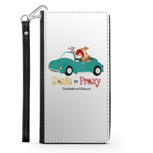 Load image into Gallery viewer, Doxie By Proxy Logo Vegan Leather Wallet Phone Case with Wrist Strap, Shipping Included