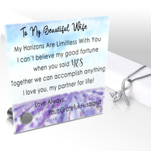 Load image into Gallery viewer, My Beautiful Wife - Limitless Horizons Glass Message Card With Choice of Four Stunning Pendant Necklaces or Alone. Free Shipping.