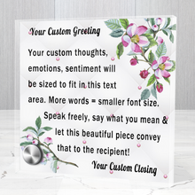 Load image into Gallery viewer, Personalize Your Thoughts & Emotions with Our Luxury Tufted Apple Blossom Gift Set: Glass Message Card and Stunning Piece of Jewelry - Shipping Included
