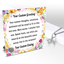Load image into Gallery viewer, Personalize Your Thoughts & Emotions with Our Luxury Round Floral Frame Gift Set: Glass Message Card and Stunning Pendant - Shipping Included