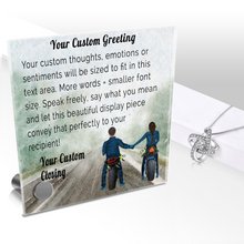 Load image into Gallery viewer, Personalize Your Thoughts & Emotions with Our Luxury Biker Couple Gift Set: Glass Message Card and Stunning Pendant - Shipping Included