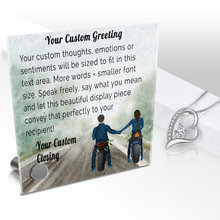 Load image into Gallery viewer, Personalize Your Thoughts & Emotions with Our Luxury Biker Couple Gift Set: Glass Message Card and Stunning Pendant - Shipping Included