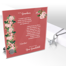 Load image into Gallery viewer, Glass Message Card and Pendant Necklace in Multi Styles, Grandma From Grandchild, Shipping Included