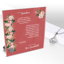 Load image into Gallery viewer, Glass Message Card and Pendant Necklace in Multi Styles, Grandma From Grandchild, Shipping Included