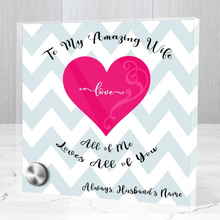 Load image into Gallery viewer, My Amazing Wife - ALL OF ME LOVES ALL OF YOU -- Personalized Glass Message Display & Jewelry Gift Set - Multi Styles. Shipping Included.
