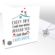 Load image into Gallery viewer, Every Time I Put My Arms Around You I Felt That I Was Home - Glass Message Display and Choice of Gorgeous Pendant in Multi Styles - Shipping Included