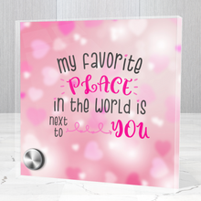 Load image into Gallery viewer, My Favorite Place In The World Is Next To You -Glass Message Display and Choice of Gorgeous Pendant in Multi Styles - Shipping Included
