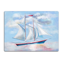 Load image into Gallery viewer, Beautiful Glass Cutting Board, Sailboat Graphic, Multiple Sizes - Shipping Included