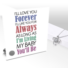 Load image into Gallery viewer, I'll Love You Forever - Glass Message Display and Choice of Gorgeous Pendant in Multi Styles - Shipping Included