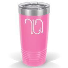 Load image into Gallery viewer, Laser Engraved Fish Hooks, 20 oz Insulated Travel Tumbler. 18 Colors. Shipping Included.