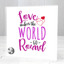 Load image into Gallery viewer, Love Makes The World Go Round - Glass Message Display and Choice of Gorgeous Pendant in Multi Styles - Shipping Included