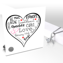 Load image into Gallery viewer, Valentine Word Cloud - Glass Message Display and Choice of Gorgeous Pendant in Multi Styles - Shipping Included